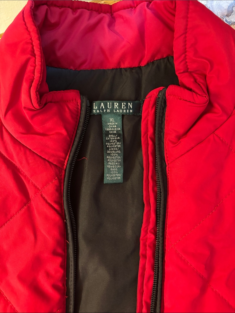 Lauren Ralph Lauren Quilted Bright Red Vest with Snap Pockets - Picture 2 of 5